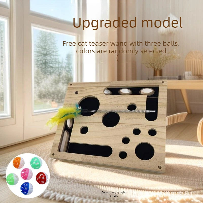 Cat Wooden Scratching Toys Nail File Scratch Enrichment Maze Tunnel Style Digging Box Toys Interactive Scratching Posts Indoor
